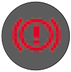 Handbrake, low brake fluid level and fault in Electronic Brake Force Distribution system warning light warning lamp icon