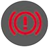 Handbrake and low brake fluid level or fault in Electronic Brake Force Distribution system warning light warning lamp icon