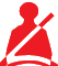 Front seat belt not fastened/ unfastened warning lamp icon
